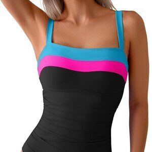 Tummy Control Ruched Bathing Suit Full Coverage